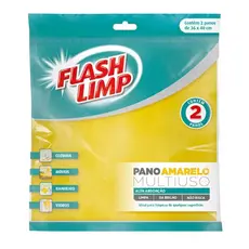 Panos Multiuso Amarelo Flashlimp - 2 Unidades para Limpeza Eficiente