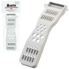 Cortador e Descascador 5 em 1 Inox/Plástico Branco – Agilidade na Cozinha com Design Prático