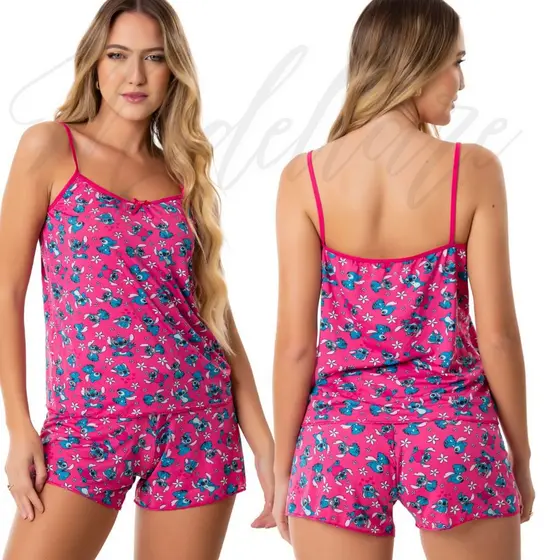 Baby Doll Pijama Feminino Short Doll Tecido Leve Roupa de Dormir Carol