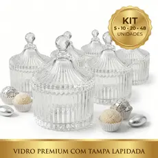Kit 20/10/5 Bomboniere Potiche Vidro Canelado Casamento Batizado Lembrancinha Aniversario Vela