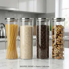 Kit Potes de Vidro 1800ml com Tampa de Bambu Hermético Mantimentos Condimentos Empilhaveis