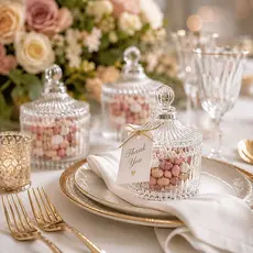 Kit Mini Bomboniere Potiche Vidro com Tampa Lembrancinha Casamento Batizado Festa