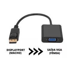 Cabo Adaptador Displayport Vga Conversor Vídeo Para Dell Hp
