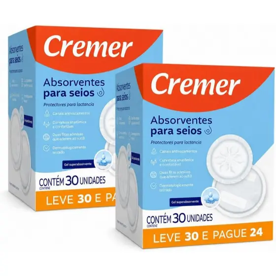 Absorvente De Seios Cremer 60 unidades - Absorventes Para Seios Cremer