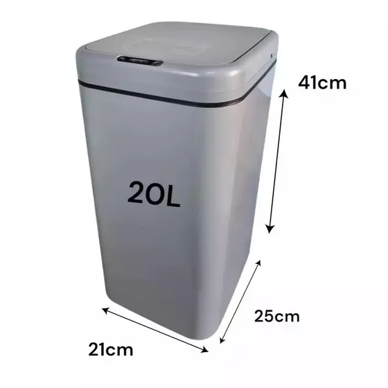 Lixeira Automática 16L/20L A Pilha com Sensor de Movimento Cinza – Antiodor, Moderna | Casa Chic