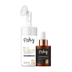 Espuma de Limpeza Facial + Sérum Noite com Vitamina C Anti-Idade Antirrugas Reduz Linhas de Expressão Firmeza Colágeno