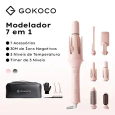 GOKOCO 7 em 1 Modelador de Cachos Multifuncional íons negativos cria diversos estilos de cachos Design bivolt