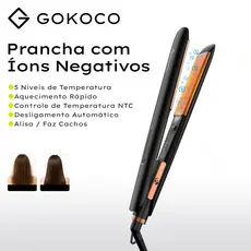 GOKOCO Alisador De Cabelo De lons Negativos Desligamento Automático Aquecimento Rápido Controle De Calor NTC Liso/Cachos