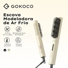 GOKOCO Escova Modeladora de Cabelo Modelagem com Ar Frio Controle do Frizz Todos os Tipos de Cabelo Ideal para Viagem