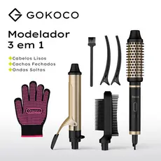 GOKOCO 3 Em 1 Multifuncional Paramodelar Modelador De Cachos Aparelho Cabelo liso Cachos Curtos E Grandese Ondulados