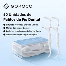 GOKOCO 50 Unidades dePalitos de Fio Dental Limpeza Profunda Entre os Dentes Menos Danos aos Dentes