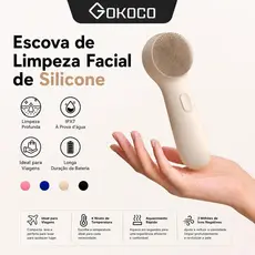 GOKOCO Escova Facial de Silicone Sônica IPX7 Recarregável 3 Níveis Limpeza Profunda Portátil Tipo-C