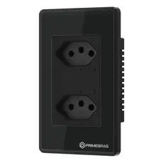 Tomada Dupla Inteligente Wi-fi Primebras 2 Canais Cor Preto