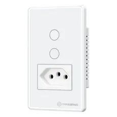 Interruptor Touch 2 Botões C/ Tomada Wi-fi Primebras Branco
