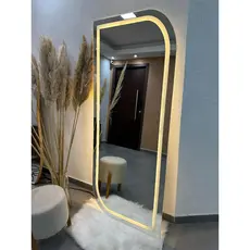 Espelho Orgânico EL24 Corpo Inteiro 150cm x 60cm Polido LED Jateado Luz Branca e Luz Amarela Sala Quarto Banheiro