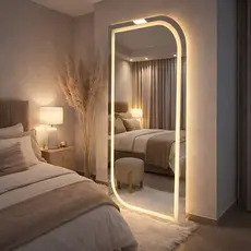 Espelho Orgânico EL24 Corpo Inteiro 170cm x 70cm Polido LED Jateado Luz Branca e Luz Amarela Sala Quarto Banheiro
