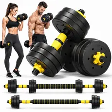 Kit Halteres 3 em 1 20kg Anilha Barra Musculação Academia Peso Ajustável Segurança e Durabilidade + Ebook