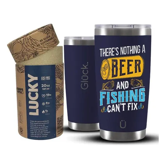 Copo Térmico Gluck Lucky Future Fishing & Beer Cant Fix NBlu