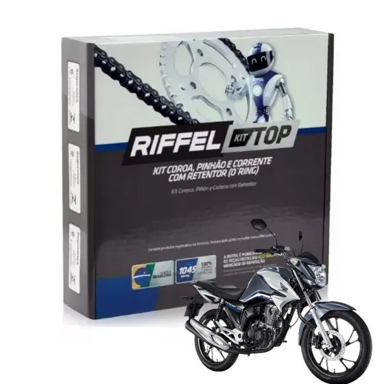 Kit Relação Transmissão Tração Cg Titan Fan 160 2016 à 2025 Com Retentor Original Riffel