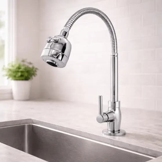 Torneira Cozinha Gourmet Inox Bancada Bica 360° Duplo Jato Rosca 1/2 Flexível Spray e Jato