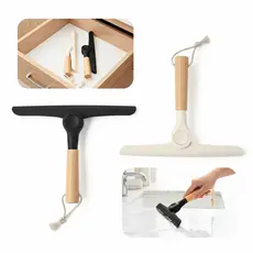 Rodo de Pia Dobrável Cabo de Bambu Premium Cozinha Bancada Compacto Seca Rápido Pendurável