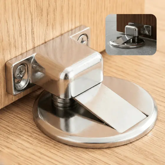 Prendedor de Porta Magnético Slim Batedor Fixador Material Aço Inoxidável Trava Porta