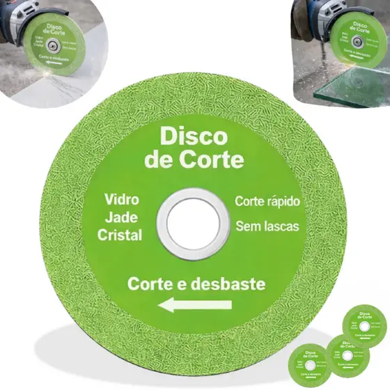 Disco de Corte Diamantado para Vidro Porcelana Piso Cerâmica Verde 100mm Kit 1/3/5