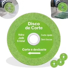 Disco de Corte Diamantado para Vidro Porcelana Piso Cerâmica Verde 100mm Kit 1/3/5