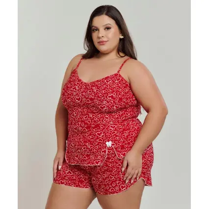 Baby Doll Plus Size Confortável Tecido Premium Estampa Coração - dia dos namorados