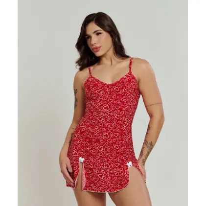Camisola Sem Bojo Estampada com Coração Tecido Premium Sem Renda - Dia dos namorados