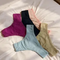 KIT de 10 Calcinhas Basicas Modelo Tanga Microfibra Forro 100% Algodão Cores Sortidas Poliamida