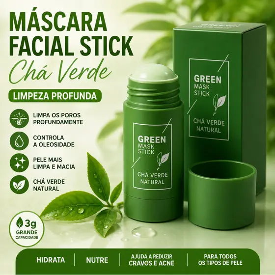 Máscara Facial Stick Verde Removedor de Cravos Acne Hidratante Limpeza Profunda Pele Facial
