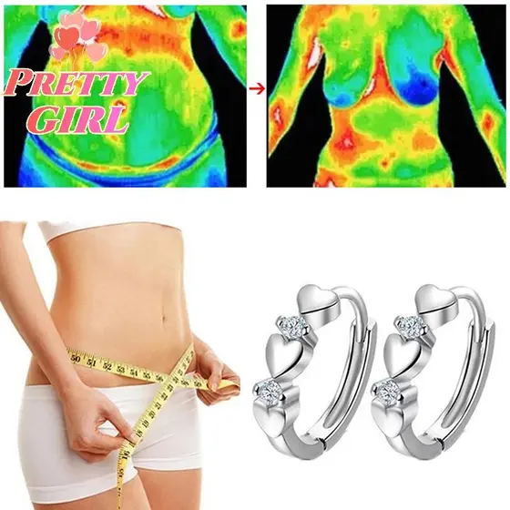 [Pretty ggirl] 1 Par De Brincos Magnéticos De Emagrecimento , Para Perda De Peso , Terapia Cardíaca De Magnética , Chakr