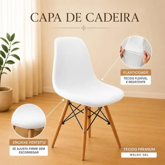 Capa para Cadeira Charles Eames Eiffel Luxo Soft Cores Lisas - Envio Imediato