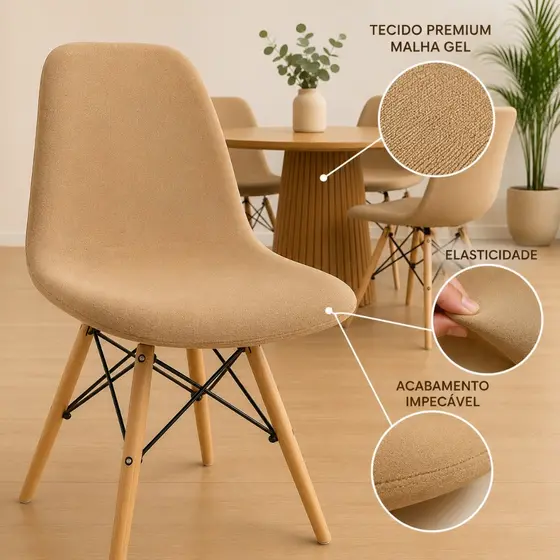 Capas para Cadeira Charles Eames Eiffel Luxo Soft Cores Lisas - Envio Imediato