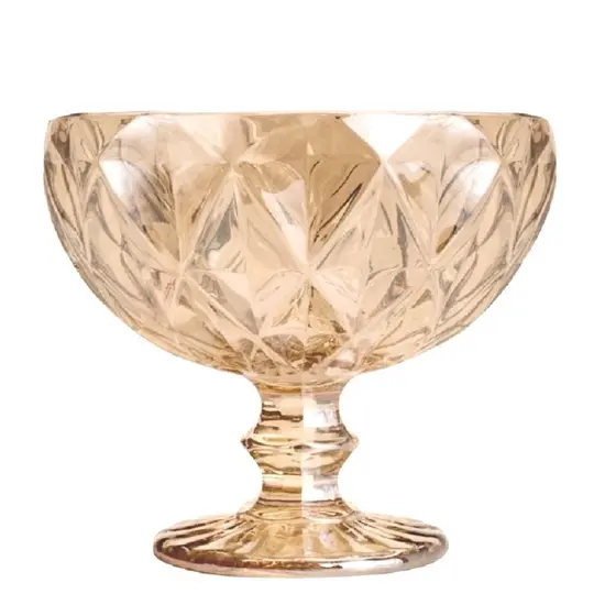 Kit 6 Peças Taça Sobremesa Coquetel Vidro Diamond Âmbar 310ml Vidro Grosso Taça Sorvete  Sobremesa
