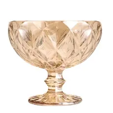 Kit 6 Peças Taça Sobremesa Coquetel Vidro Diamond Âmbar 310ml Vidro Grosso Taça Sorvete  Sobremesa