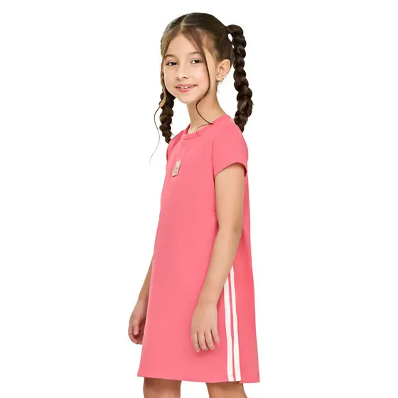 Vestido Reto Infantil Menina Meia Malha Elian Rosa