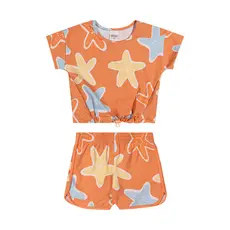 Conjunto Curto Infantil Menina Estrela-do-Mar Elian Laranja