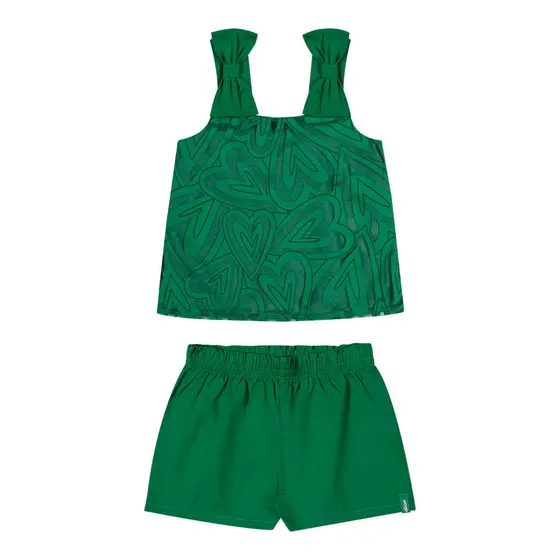 Conjunto Infantil Menina Tule Corações Elian Verde