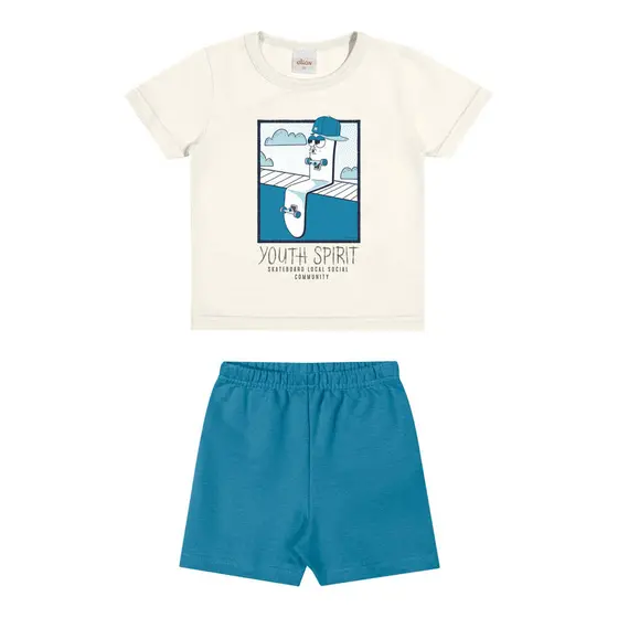 Conjunto Infantil Menino Skate Spirit Elian Bege