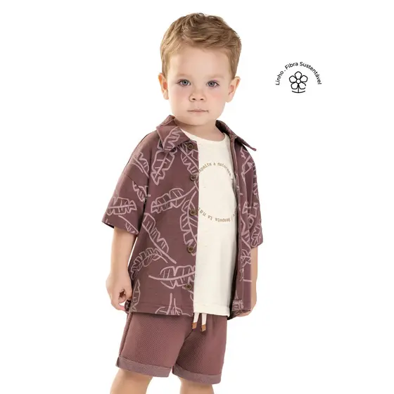 Conjunto Infantil Menino Social Tropical Colorittá Marrom