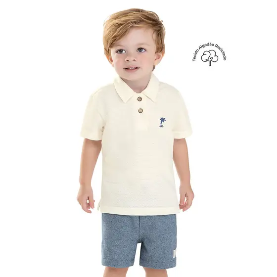 Conjunto Infantil Menino Polo Palmeira Colorittá Bege