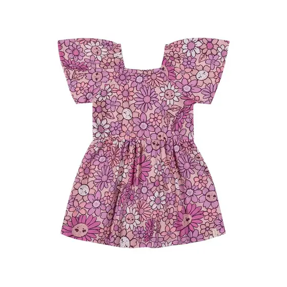 Vestido Infantil Menina Floral Alegre Elian Rosa