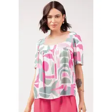 Blusa Feminina Ampla Geométrica Marialícia Rosa