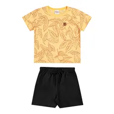 Conjunto Infantil Menino Folhas Flamê Elian Amarelo