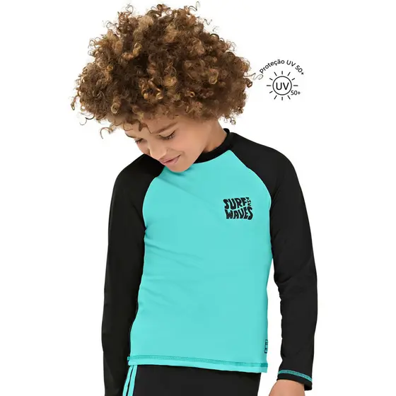 Camiseta de Proteção Infantil Menino Raglan Elian Preto