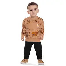 Conjunto Bebê Menino Moletom Esquilos Elian Marrom