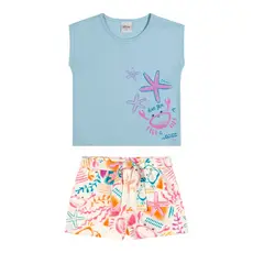 Conjunto Infantil Menina Caranguejo Elian Azul