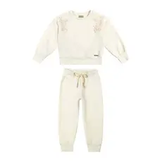 Conjunto Infantil Menina Moletom Floral Colorittá Bege